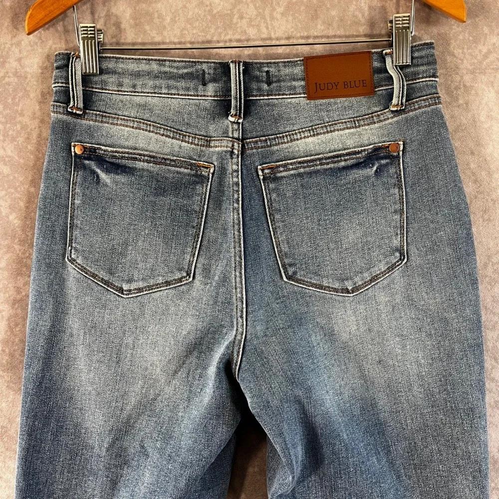 Judy Blue Boyfriend Jeans Womens 7/28 Blue Raw Hem‎ High Rise Stretch JB88818 MD